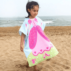 Kids Hooded Poncho Towel for Beach & Pool - Soft Cotton Bathrobe