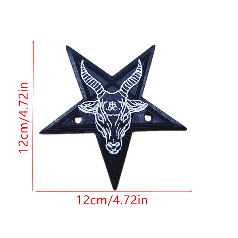 Gothic Leather Hair Cuff Stick Punk Star Shaped Cow Head Pattern Hair Pin