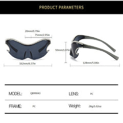 Y2K Rhinestone Sunglasses UV 400 Wrap Around Sports Sun Shades