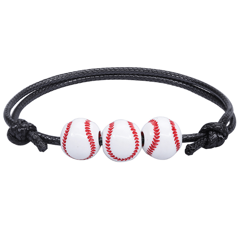 5pcs Sports Theme Adjustable Wax Rope Bracelet for Boys