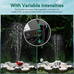 Solar Fountain 2.2W Pump 7 Water Styles Solar Bird Bath Fountain