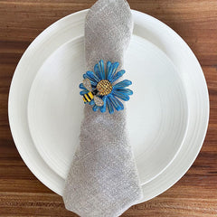 Stainless Steel Bee and Daisy Napkin Rings for Weddings and Parties