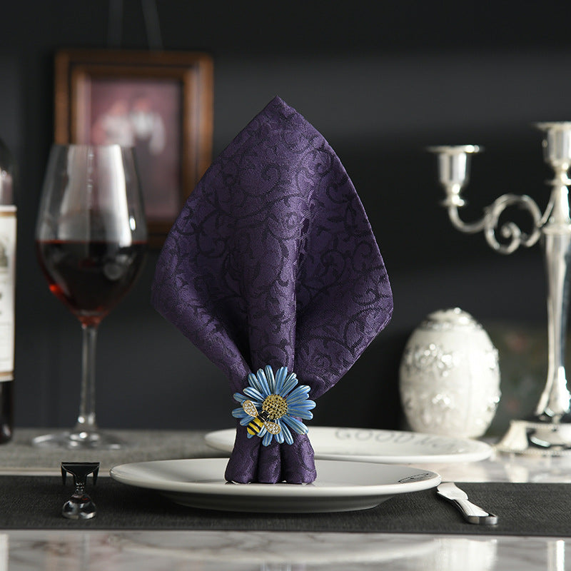 Stainless Steel Bee and Daisy Napkin Rings for Weddings and Parties