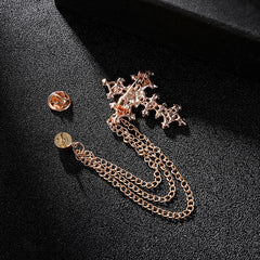 Cross Brooch Tassel Chain Lapel Pin Clothing Jewelry