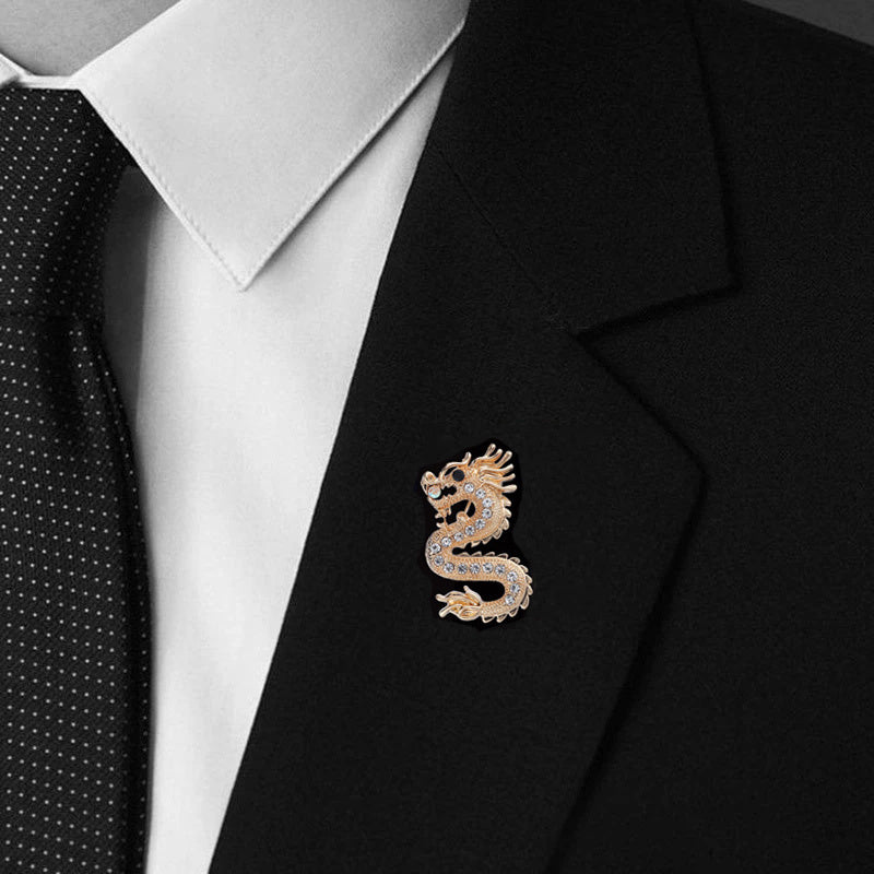Dragon Brooch Men Punk Shirt Collar Coat Pins Jewelry Accessories