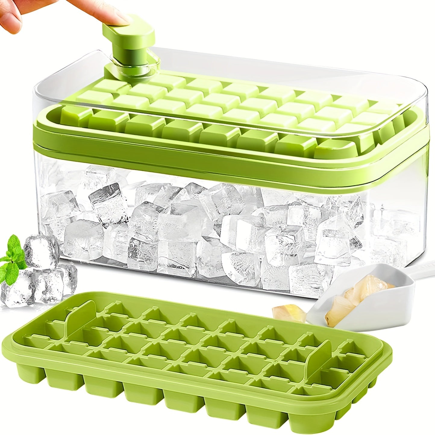 Ice Cube Mold Freezer Ice Tray With Ice Scoop And Ice Box