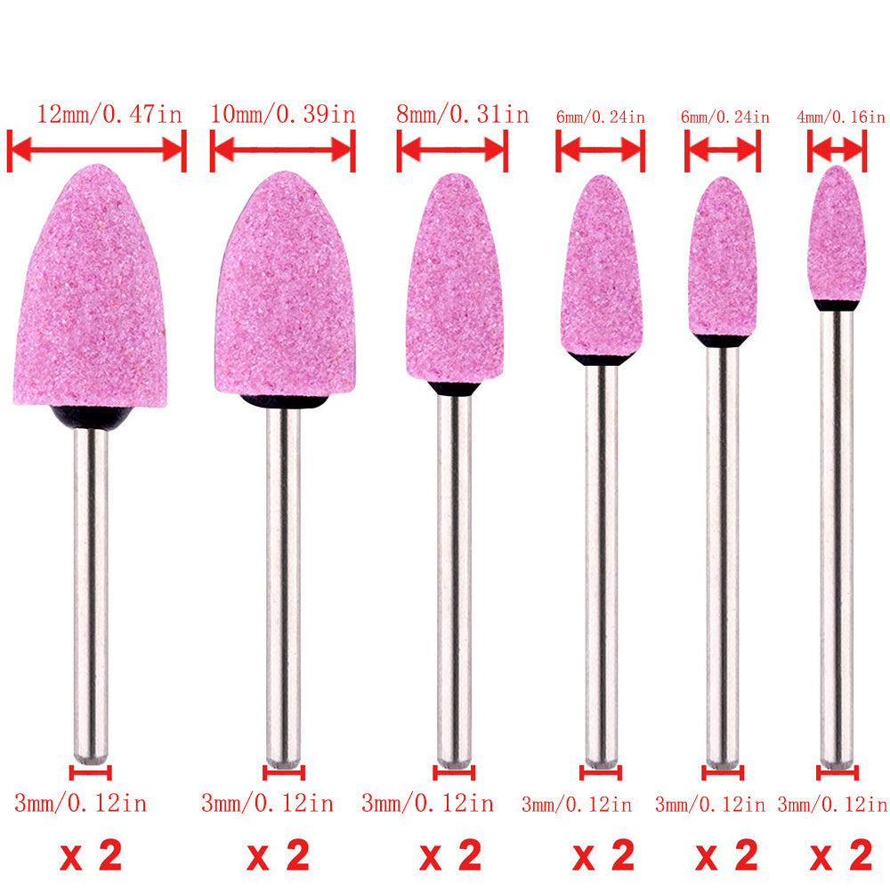 24pcs 3mm Pink Diamond Grinding Head With Handle Rotating Mill