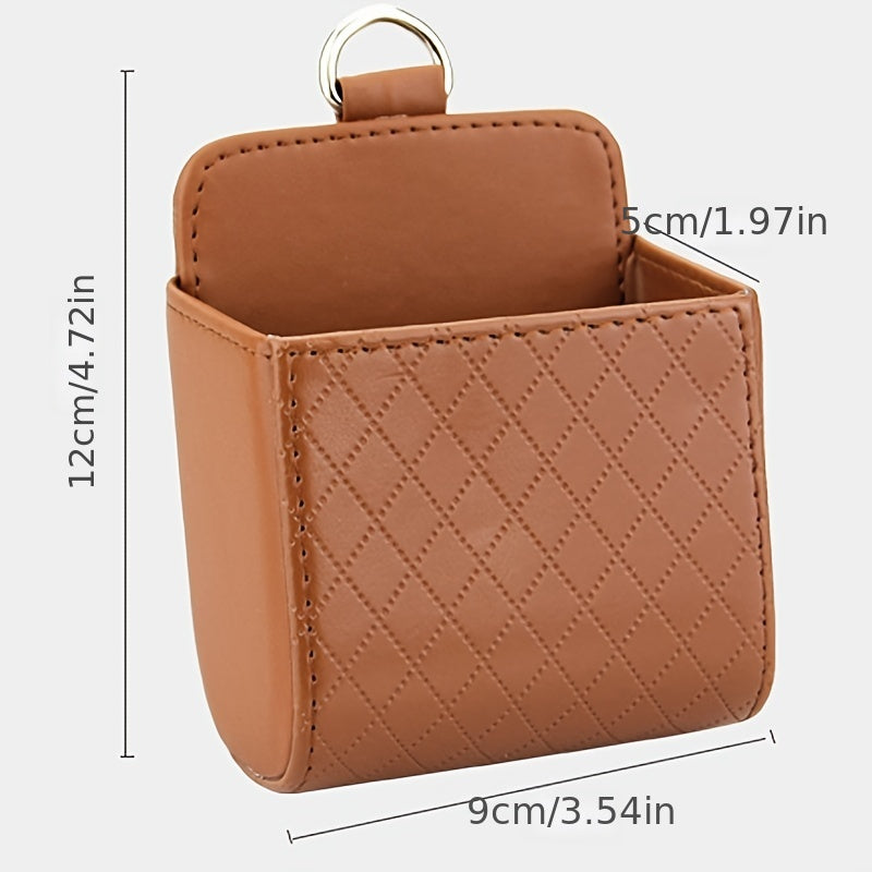 Leather Car Air Vent Phone Holder & Storage Solution