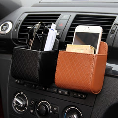 Leather Car Air Vent Phone Holder & Storage Solution