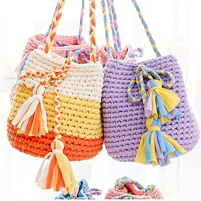 2pcs 100g Soft Colored Yarn for Hand Knitting Woven Bag Carpet