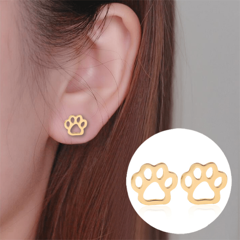 Cat Dog Paw Earrings for Girls