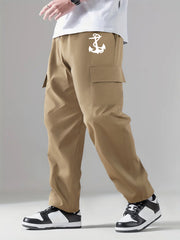 Pattern Print Straight Leg Cargo Pants Men's Work Pants