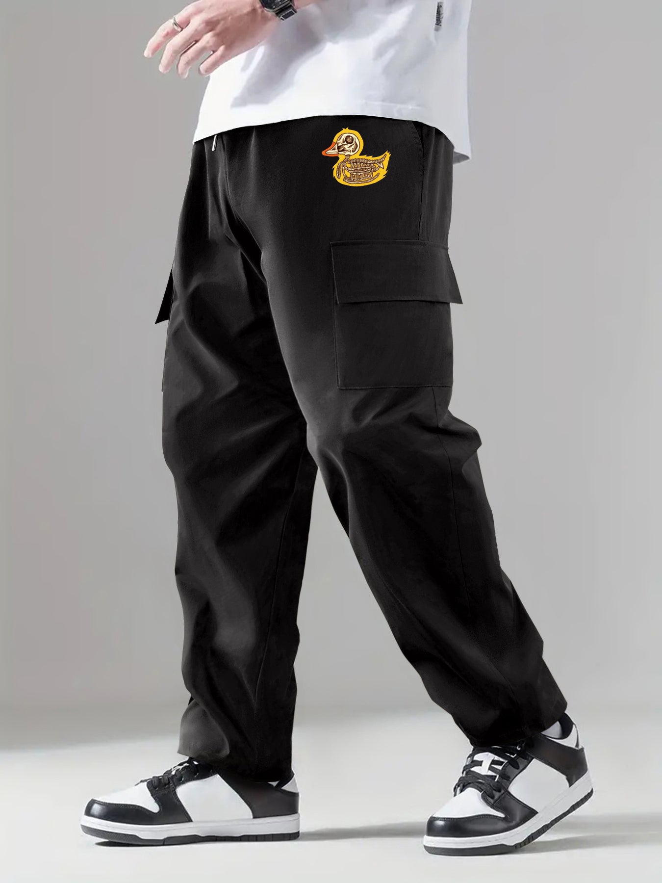 Pattern Print Flap Pockets Men's Straight Leg Cargo Pants