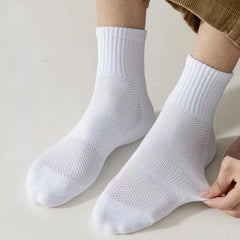 4 Pairs Men's Cotton Crew Socks Moisture Wicking Breathable Mesh