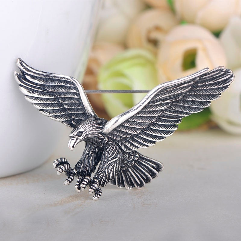Vintage Antique Silver Jewelry Flying Eagle Brooch Suit Scarf Accessorie