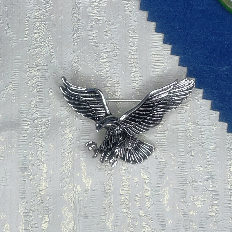 Vintage Antique Silver Jewelry Flying Eagle Brooch Suit Scarf Accessorie