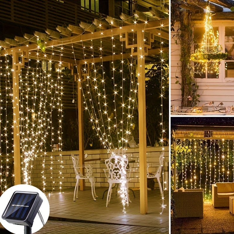 Solar Garland Curtain Lights For Window Waterproof Outdoor