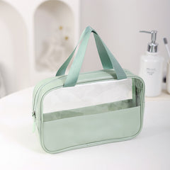 Portable Transparent Green Cosmetic Bag Zipper Travel Toiletry Wash Bag