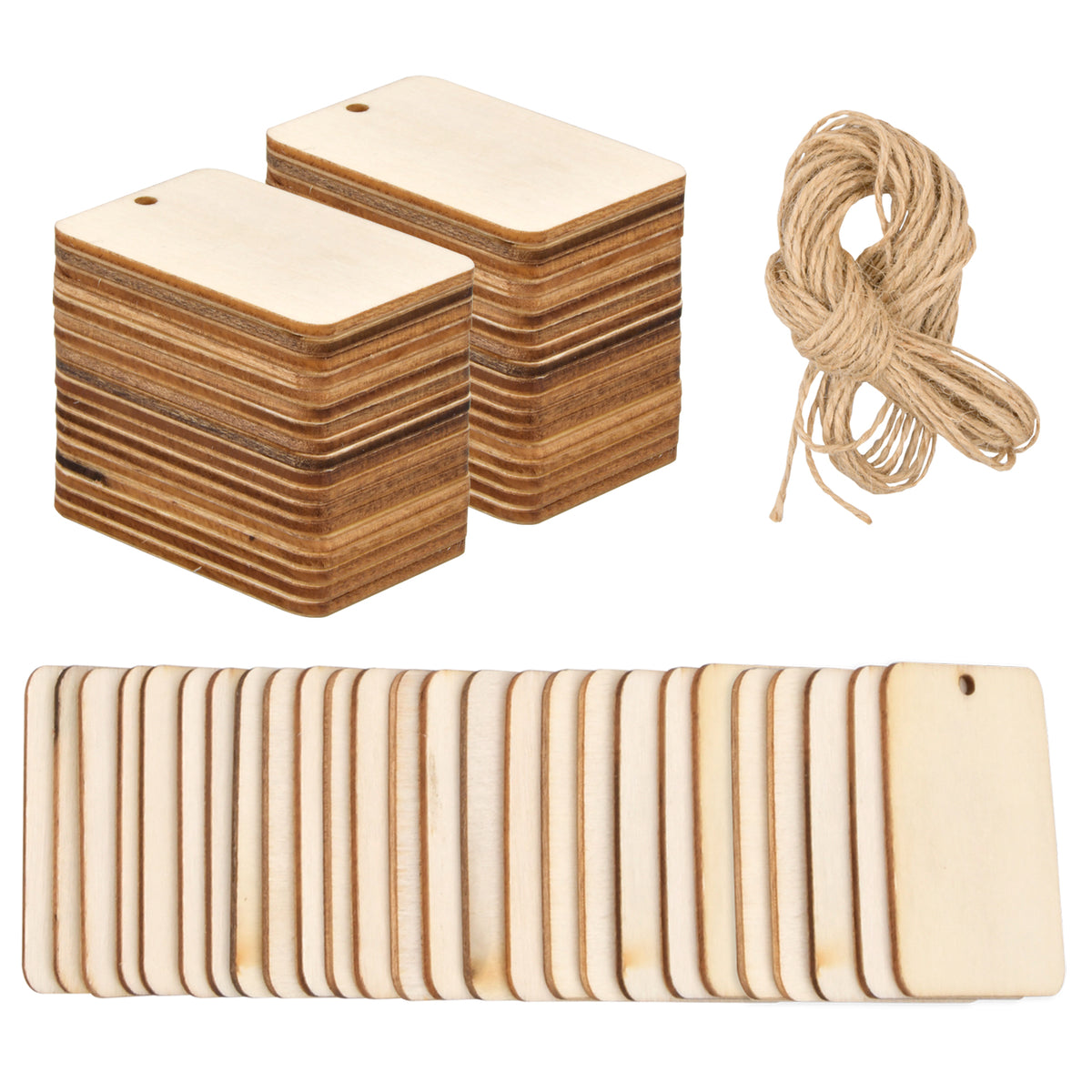 50pcs Wooden Labels Tags Wooden Slice Labels Wooden Blank Bookmarks