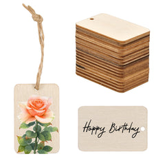 50pcs Wooden Labels Tags Wooden Slice Labels Wooden Blank Bookmarks