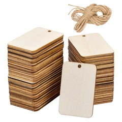 50pcs Wooden Labels Tags Wooden Slice Labels Wooden Blank Bookmarks
