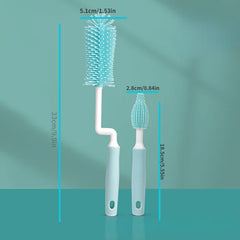 Silicone Bottle Brush Cleaning Set Baby Straw Pacifier Brush 360 Degree Upright