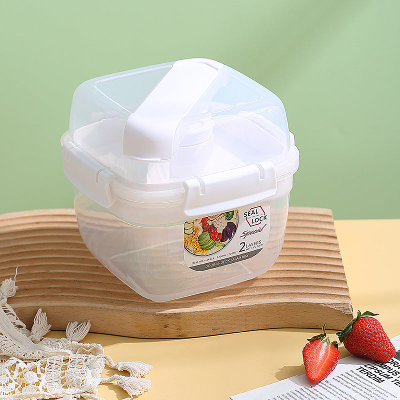 Large Capacity Double Layer Lunch Box for Fruit Salad and Microwave Oven Bento