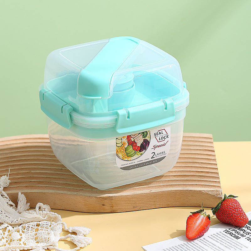 Large Capacity Double Layer Lunch Box for Fruit Salad and Microwave Oven Bento
