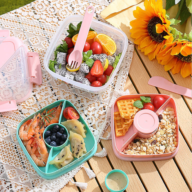 Large Capacity Double Layer Lunch Box for Fruit Salad and Microwave Oven Bento