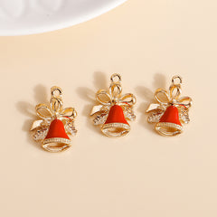 10pcs Enamel Christmas Bell Charms for Jewelry Making