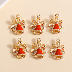 10pcs Enamel Christmas Bell Charms for Jewelry Making