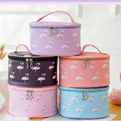 Flamingo Pattern Makeup Handbag Zipper Portable Cosmetic Bag