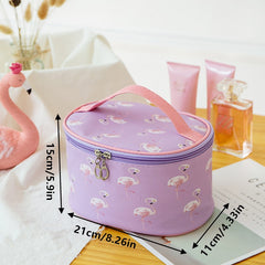 Flamingo Pattern Makeup Handbag Zipper Portable Cosmetic Bag