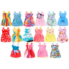 20pcs Mixed Doll Accessories: 10 Mini Dresses, 6 Necklaces, 4 Glasses