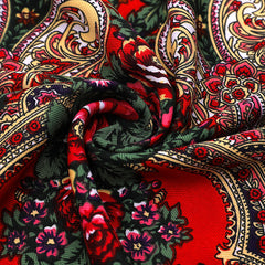 Boho Printing Large Square Scarf Traditional Retro Tassel Scarf Wrap