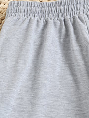  70's Letter Print Elastic Drawstring Shorts