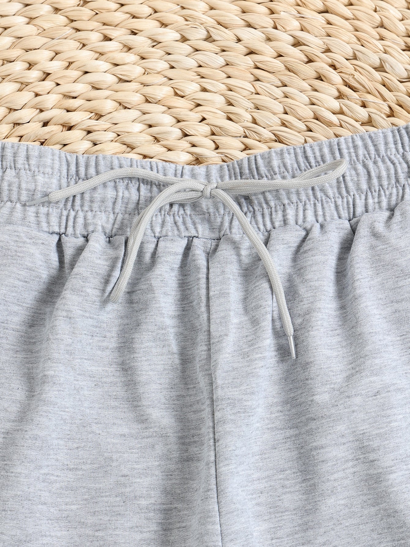  70's Letter Print Elastic Drawstring Shorts