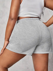 Casual Shorts Women's Plus Letter Print Elastic Drawstring