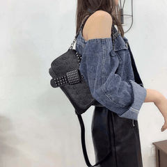 Gothic Skull Pattern Crossbody Bag Y2K Punk Flap Shoulder Bag