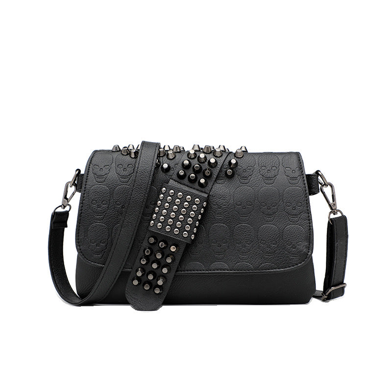 Gothic Skull Pattern Crossbody Bag Y2K Punk Flap Shoulder Bag