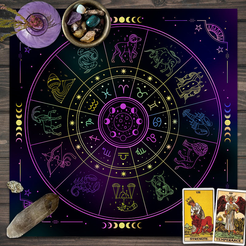 12 Constellations Tarot Tablecloth Astrology Oracle Pad