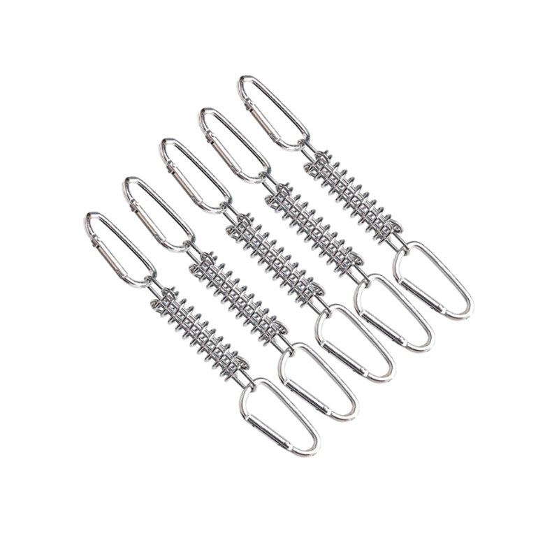 5pcs Steel Tent Wind Rope Spring Buckles Camping Deck Pegs Carabiner Clips