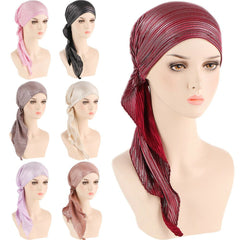 Sparkling Turban Elastic Bonnet Head Scarf Chemo Cap