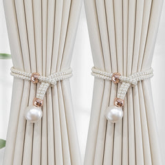 French Curtain Tiebacks with Faux Pearl Decorations - Elegant Curtain Holdback