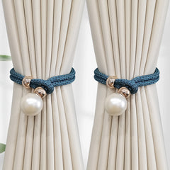 French Curtain Tiebacks with Faux Pearl Decorations - Elegant Curtain Holdback