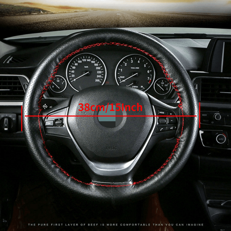 Soft Leather Braid Steering Wheel Cover Car Interior Accessories