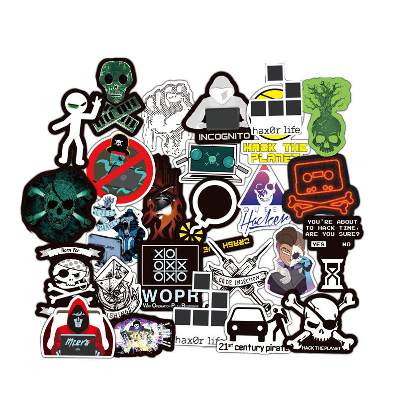 50pcs Hacker Series Stickers for Laptop Motorcycle Skateboard Waterproof