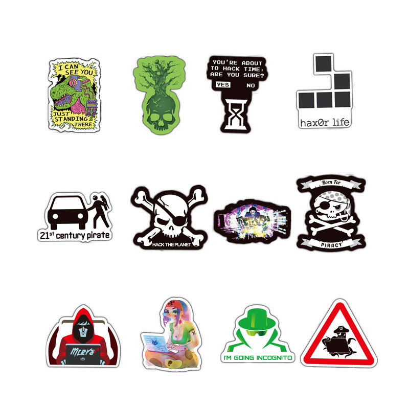 50pcs Hacker Series Stickers for Laptop Motorcycle Skateboard Waterproof