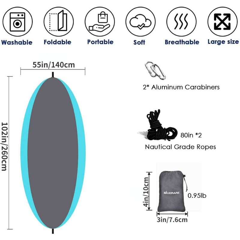 Lightweight Double Nylon Camping Hammock with Hanging Straps