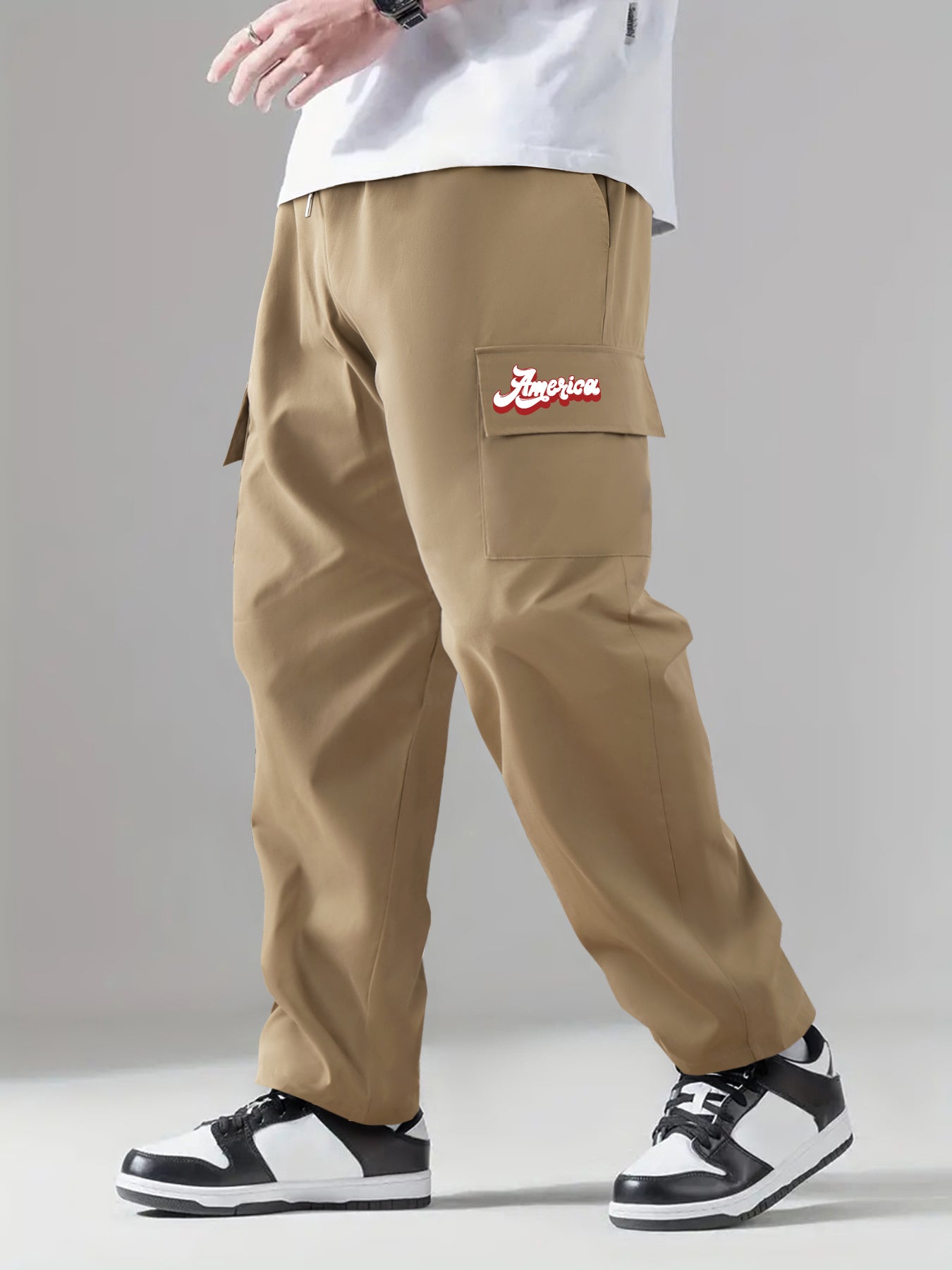 Classic Cargo Pants Men's Casual Drawstring Loose Straight Leg